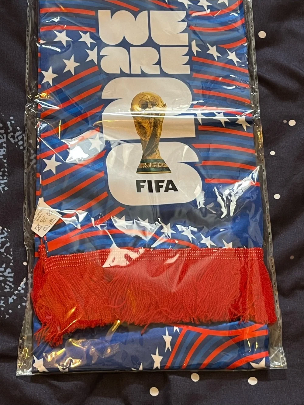 NWT 2026 FIFA World Cup Red White Blue Stars Scarf CANMEXUSA